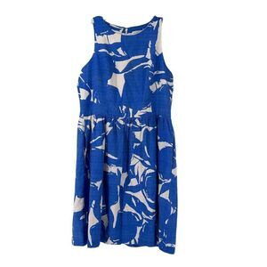 Blithe New York Dress Blue Floral Sleeveless Fit & Flare Size 8 Preppy Pockets